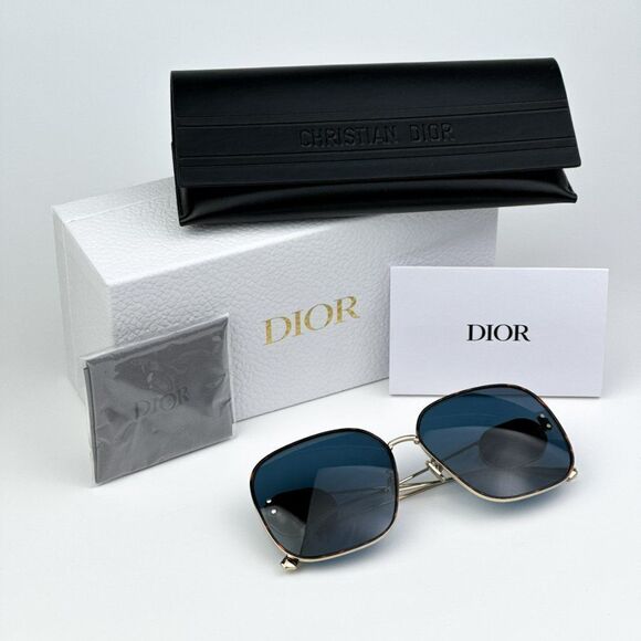 NEW Dior DIORBOBBY S1U B5B0 Gold Blue Metal Women Geometric Oversized Sunglasses - Picture 14 of 14